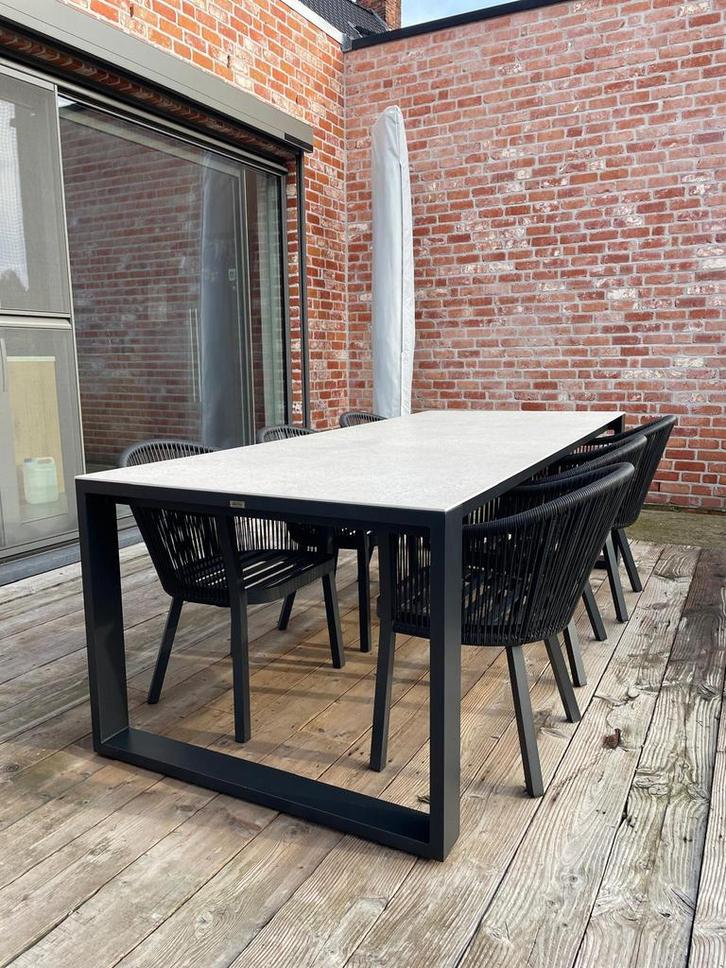 Tuintafel keramisch en stoelen, Tuin en Terras, Tuintafels, Zo goed als nieuw, Rechthoekig, Aluminium, Ophalen