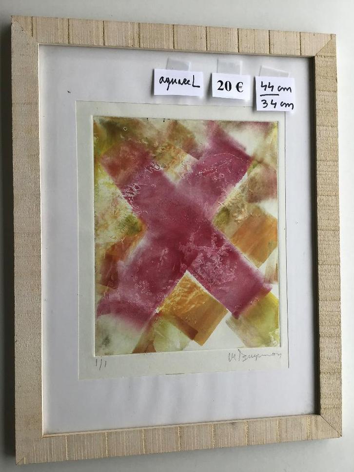 mooie aquarel van 44 cm op 34 cm voor 20 euro, Antiek en Kunst, Kunst | Tekeningen en Fotografie, Ophalen of Verzenden