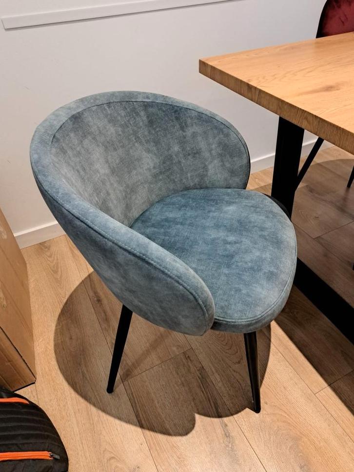 Industriële Tafel(200cm) + 6 Luxe Velvet Stoelen, Maison & Meubles, Tables | Tables à manger, Comme neuf, 100 à 150 cm, 200 cm ou plus