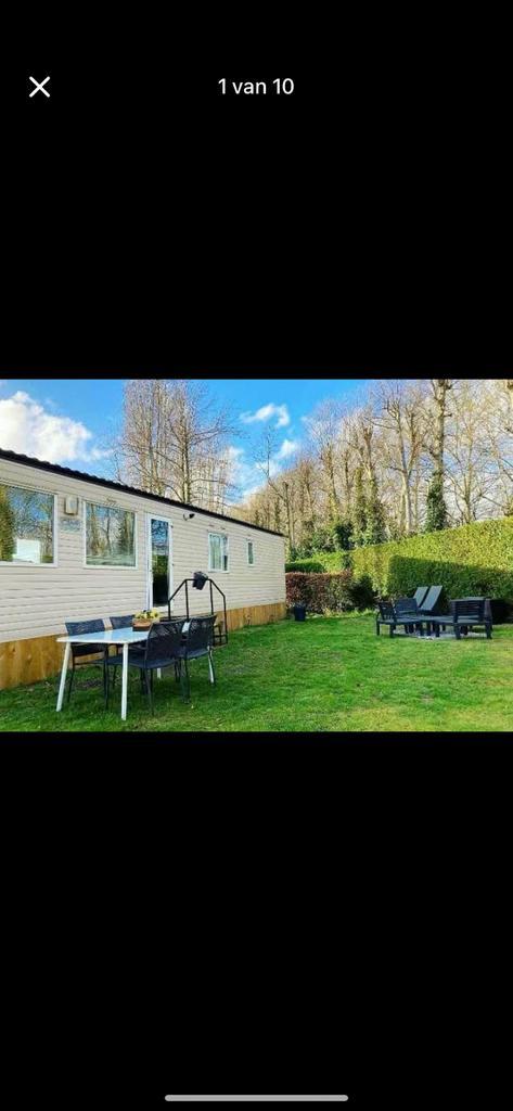 Stacaravan gerenoveerd te koop op klein strand Jabbeke, Caravans en Kamperen, Stacaravans, tot en met 4, Ophalen