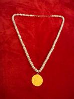 Parelketting met munt van 10 frank, Ophalen, Zo goed als nieuw, Goud, Goud