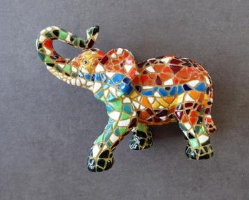 Olifant keramiek veelkleurig mozaïek - Lengte 11cm beschikbaar voor biedingen