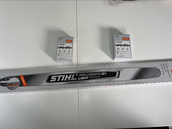 Stihl zaagblad Rollomatic ES light 90cm + 2 kettingen, Doe-het-zelf en Bouw, Gereedschap | Zaagmachines, Nieuw, Ophalen of Verzenden