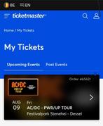 4 Tickets AC/DC te koop Belgie, Hard Rock ou Metal, Trois personnes ou plus, Août