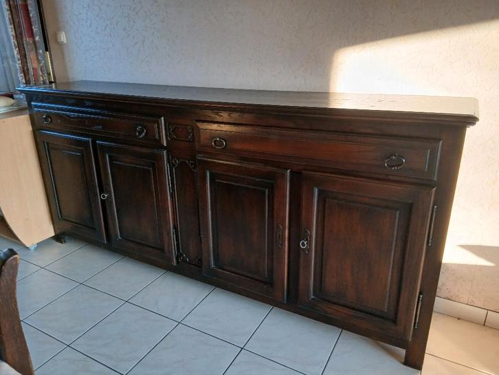 salle à manger : table, 6 chaises, vitrine, buffet, Maison & Meubles, Salles à manger complètes, Utilisé, 4 à 6 chaises, Enlèvement