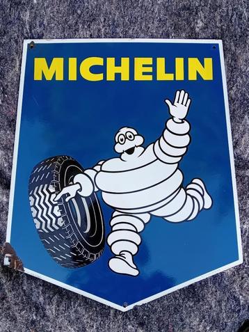 Panneau publicitaire double face en émail Michelin, Enlèvement ou Envoi, Comme neuf, Panneau publicitaire