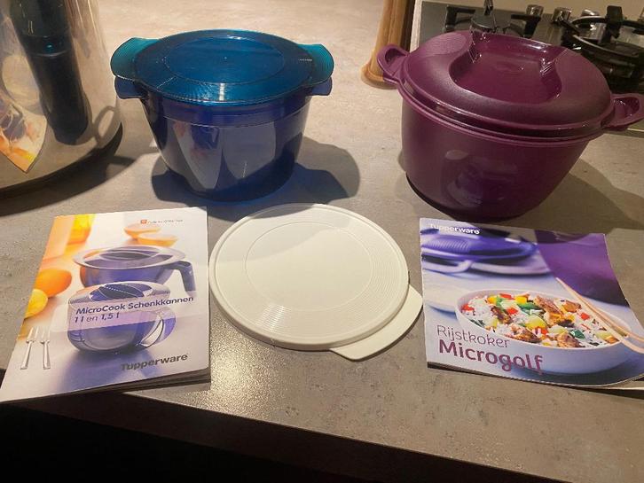Tupperware set – Microcook+Rijstkoker+ 2 doeken (samen €30), Maison & Meubles, Cuisine| Tupperware, Comme neuf, Autres types, Enlèvement