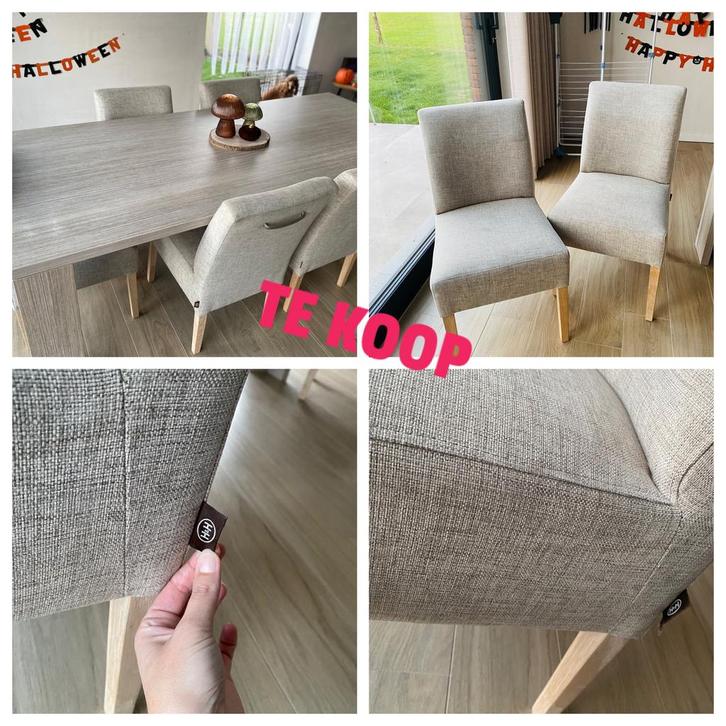 Henders&Hazel eetkamerstoelen, Huis en Inrichting, Stoelen, Gebruikt, Vijf, Zes of meer stoelen, Stof, Overige kleuren, Ophalen