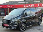 Ford Transit Custom 2.O SPORT LONG 5PLACES CUIR GPS LED, Auto's, Lederen bekleding, Zwart, 4 cilinders, 164 g/km