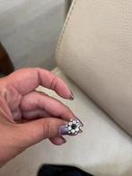 Ring witgoud met diamanten en blauwe safier, Handtassen en Accessoires, Ringen, Ophalen, Zo goed als nieuw