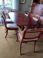 Eetkamer mahoniehout ovale tafel 6 stoelen kasten ladenkast, Ophalen, Gebruikt, 4 tot 6 stoelen