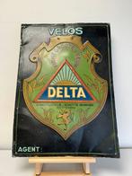 DELTA fietsen oud reclamebord 1934, Verzamelen, Ophalen of Verzenden, Gebruikt, Reclamebord