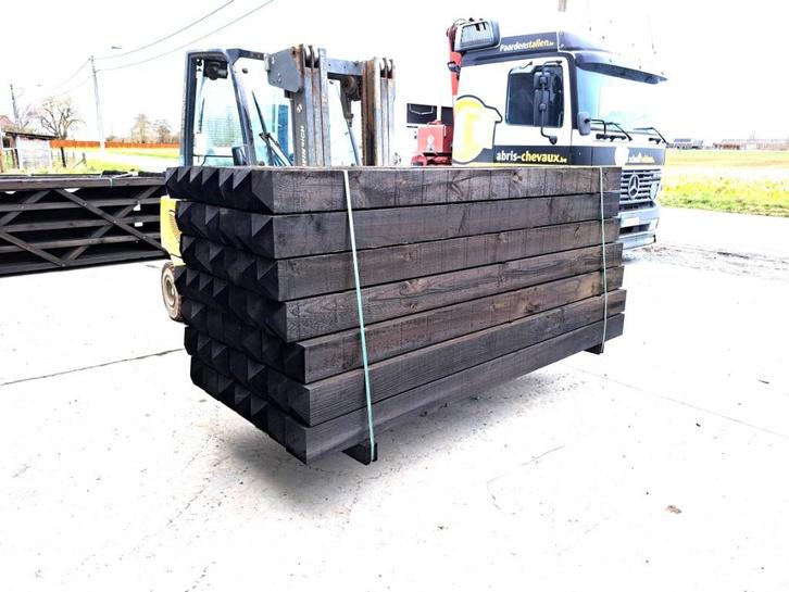 Poortpalen in hardhout of grenenhout op  Voorraad., Tuin en Terras, Palen, Balken en Planken, Nieuw, Palen, 250 cm of meer, Hardhout