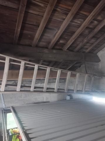 Double Échelle en bois hauteur totale 6 mètre, Enlèvement, Comme neuf, Échelle