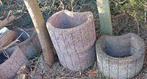 6x Jardinière Mini béton 28x35x20 cm brun, Ophalen, Minder dan 30 cm, Minder dan 60 cm, Rond
