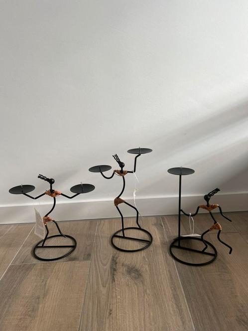 Vintage Scandinavische kandelaren, Huis en Inrichting, Woonaccessoires | Kandelaars en Kaarsen, Nieuw, Metaal, Zwart, Ophalen of Verzenden