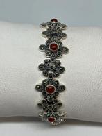 Echte zilveren armband met carneool, Bijoux, Sacs & Beauté, Bracelets, Avec pierre précieuse, Argent, Rouge, Enlèvement ou Envoi