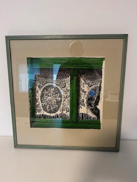 Handpersdruk Michel Bracke zelfportret, Antiek en Kunst, Kunst | Etsen en Gravures, Ophalen