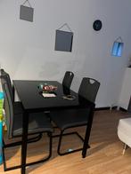Table + chaises en verre noir, Maison & Meubles, Salles à manger complètes, Comme neuf, Enlèvement