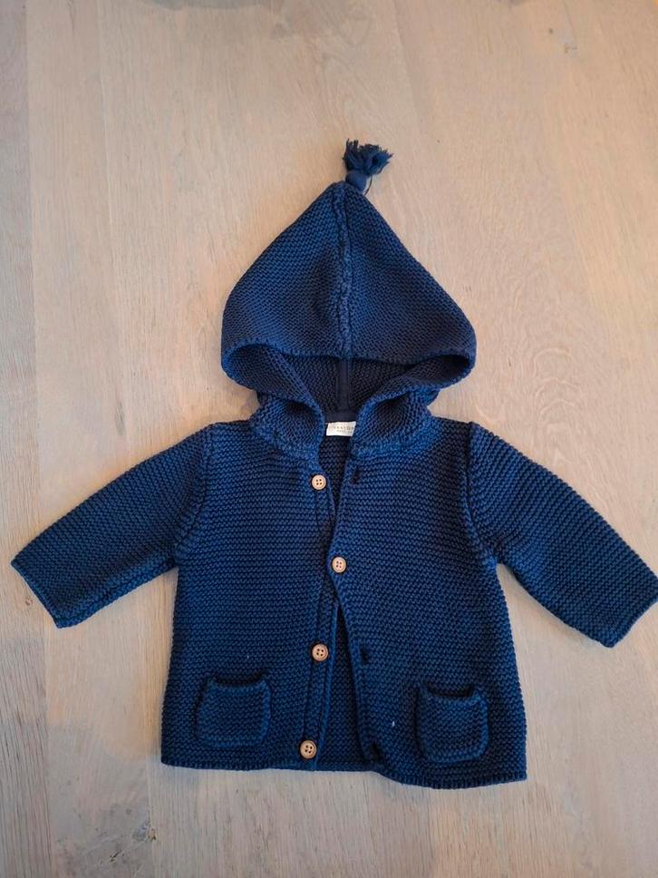 ​ Next Baby Gebreid Vestje met Capuchon - Navy, Kinderen en Baby's, Babykleding | Maat 50, Zo goed als nieuw, Jongetje of Meisje