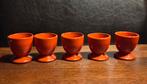 Vintage rode eierdopjes  - set 5 stuks, Ophalen of Verzenden, Keramiek