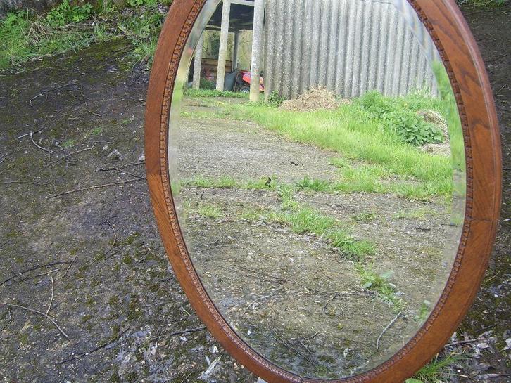 Antieke spiegel, Antiquités & Art, Antiquités | Miroirs, 50 à 100 cm, 100 à 150 cm, Ovale, Enlèvement