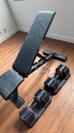 Verstelbare Dumbells (40kilo) + sterke benchpress, Sport en Fitness, Fitnessmaterialen, Ophalen, Zo goed als nieuw, Buik, Halterset