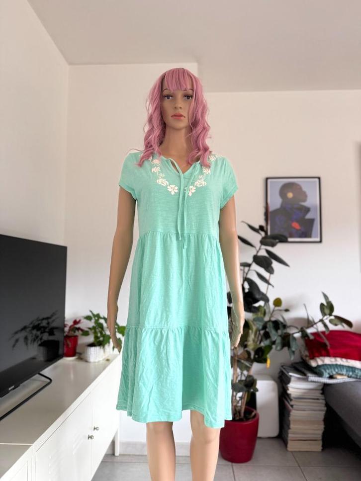 Boho cotton summer dress (size S/M), Kleding | Dames, Jurken, Zo goed als nieuw, Maat 38/40 (M), Groen, Boven de knie, Ophalen of Verzenden
