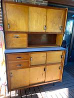 Tweedelige vintage buffetkast/keukenkast met formica-blad, Ophalen, Gebruikt, 100 tot 150 cm, Vintage