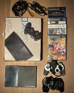 PlayStation 2 Slim Launch Edition Black  +controllers+ games, Games en Spelcomputers, Ophalen of Verzenden, Zo goed als nieuw