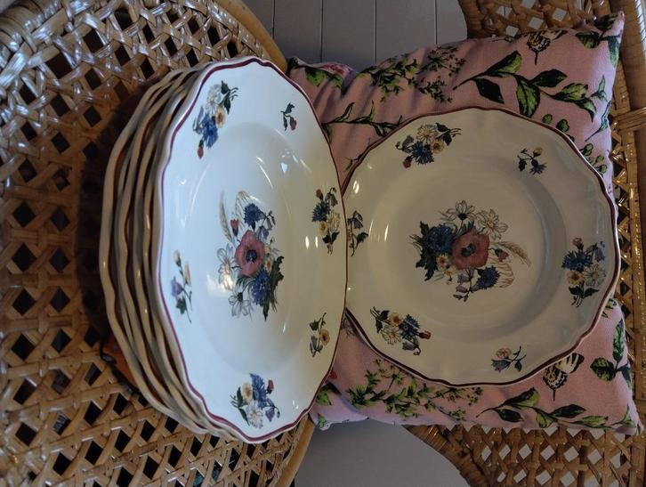 Sarreguemines 7 diepe borden Agreste, Antiek en Kunst, Antiek | Servies los, Ophalen