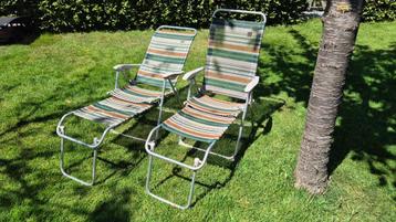 2 kampeerstoelen van Lafuma met voetsteunen beschikbaar voor biedingen