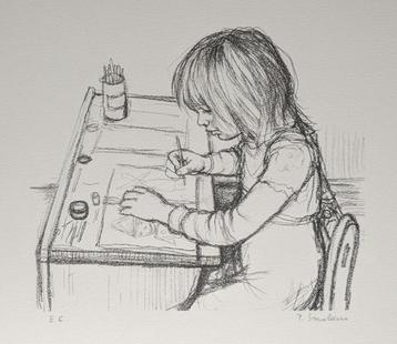 Paul Smolders - Lithographie dessinant un enfant - Epreuve C