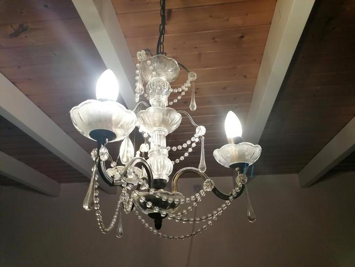 Elegante kristallen kroonluchter, Maison & Meubles, Lampes | Suspensions, Verre, Métal, Enlèvement