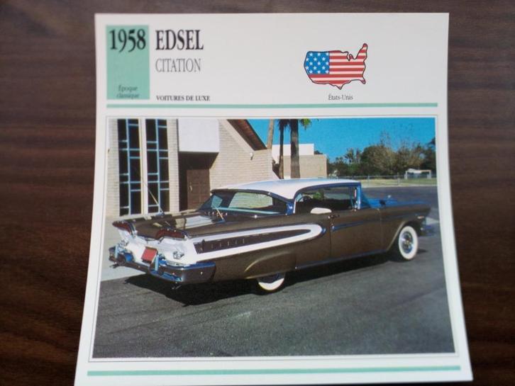 Edsel, Excalibur, Gaylord, General Motors, Hudson - Fiches, Verzamelen, Automerken, Motoren en Formule 1, Zo goed als nieuw, Auto's
