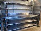 Professionele werktafel 2000 mm + Chef rek 2 niveaus | RVS, Zakelijke goederen, Ophalen, Gebruikt, Inox Meubilair