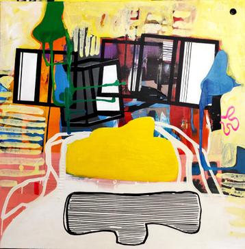 WHA . Pantki -- schilderij - abstract _ 100x100 -2020 beschikbaar voor biedingen