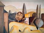 Jean Boquet, gestileerd landschap 1949, Antiek en Kunst, Kunst | Schilderijen | Modern, Ophalen
