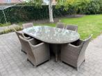 Gratis: Tuintafel + 6 stoelen, Tuin en Terras, Tuintafels, Ophalen, Gebruikt, Ovaal, Kunststof