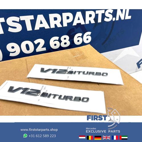V12 BI TURBO zijscherm EMBLEEM LOGO BADGE Mercedes BI TURBO, Auto-onderdelen, Carrosserie, Mercedes-Benz, Voor, Gebruikt, Ophalen of Verzenden