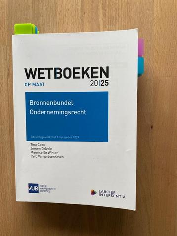 Bronnenbundel Ondernemingsrecht - 2025 - Wetboek - VUB beschikbaar voor biedingen