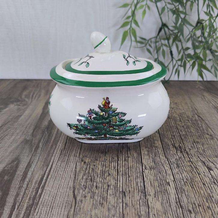 Spode Christmas Tree Suikerpot met Deksel, Antiek en Kunst, Antiek | Servies los, Ophalen of Verzenden