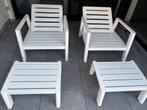 2x hydaulisch verstelbare aluminium witte lounge set, Tuin en Terras, Aluminium, Zo goed als nieuw, Loungeset, Stoel