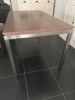 Keukentafel met inox onderstel. 80/145 75 hoog, 50 tot 100 cm, 100 tot 150 cm, Gebruikt, Rechthoekig