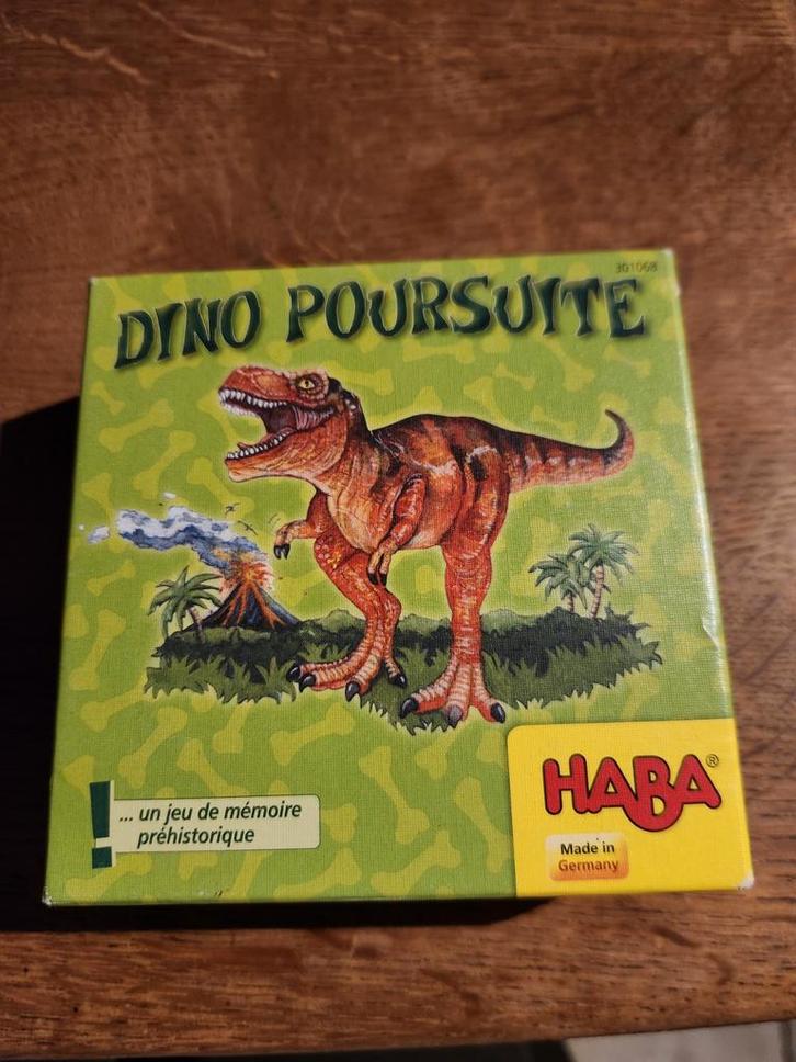 HABA-spel „Dino chase”, Hobby en Vrije tijd, Gezelschapsspellen | Kaartspellen, Zo goed als nieuw, Een of twee spelers, Drie of vier spelers