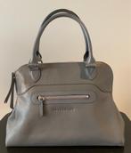 Handtas grijs leder Longchamp met draagriem schoudertas, Verzenden, Gebruikt, Grijs, Handtas