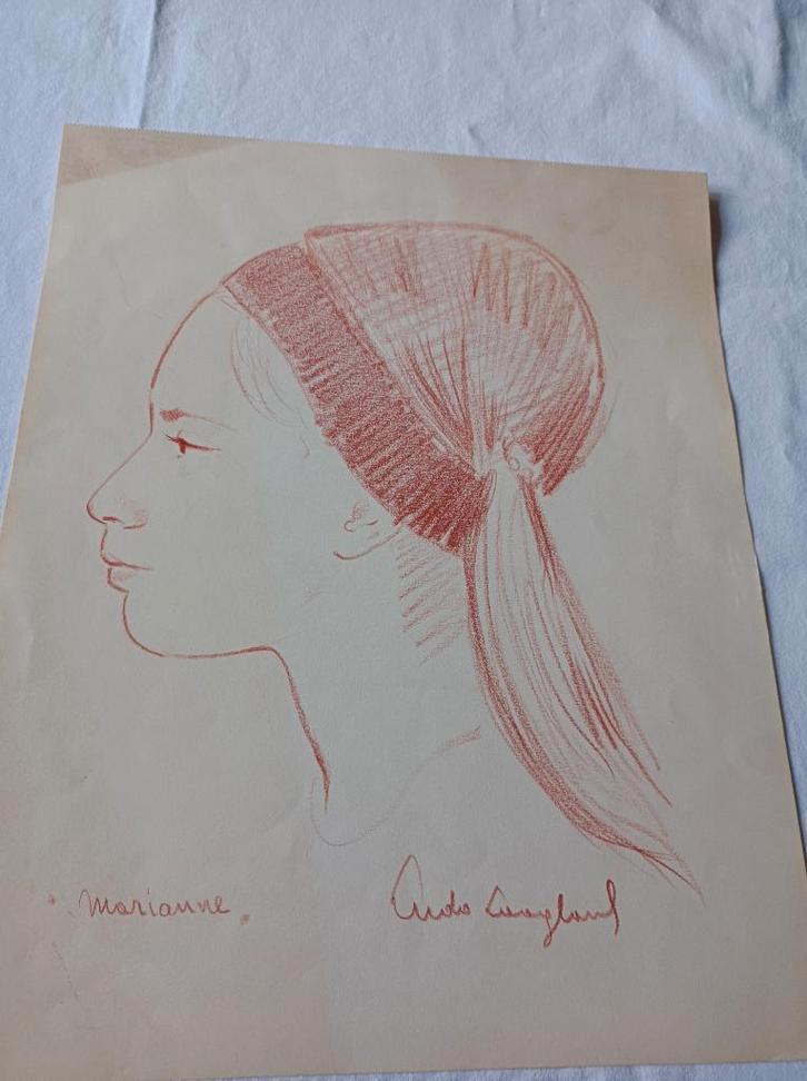 Ludo Laagland tekening jong meisje, Antiek en Kunst, Kunst | Tekeningen en Fotografie, Ophalen