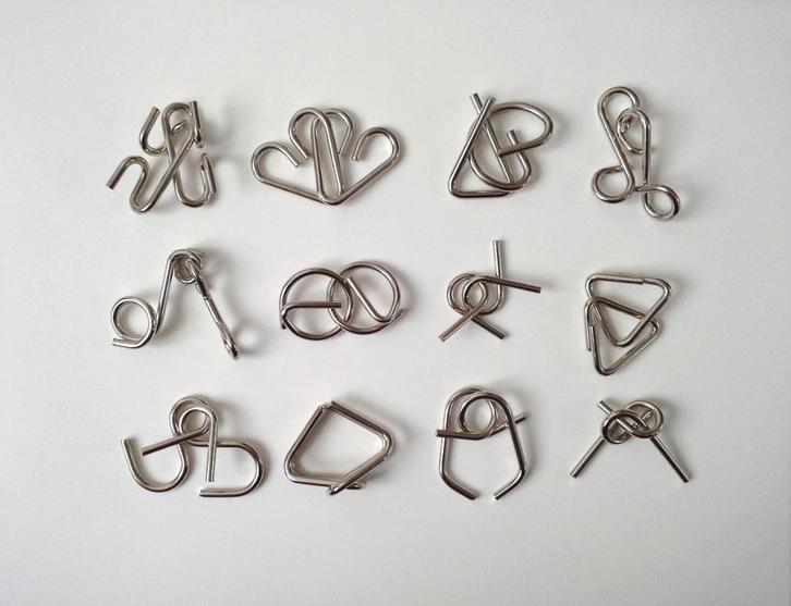 Lot de 12 petits casse-tête en métal, Hobby en Vrije tijd, Denksport en Puzzels, Gebruikt, Ophalen of Verzenden