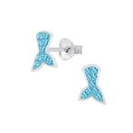 Zilveren kinderoorstekers zeemeermin staart kristal, Handtassen en Accessoires, Kindersieraden, Ophalen of Verzenden, Nieuw, Oorbellen