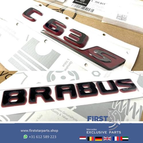 W206 C63 C63s BRABUS ROCKET LETTERS ZWART / ROOD LOGO ACHTER, Auto-onderdelen, Carrosserie, Mercedes-Benz, Achter, Gebruikt, Ophalen of Verzenden